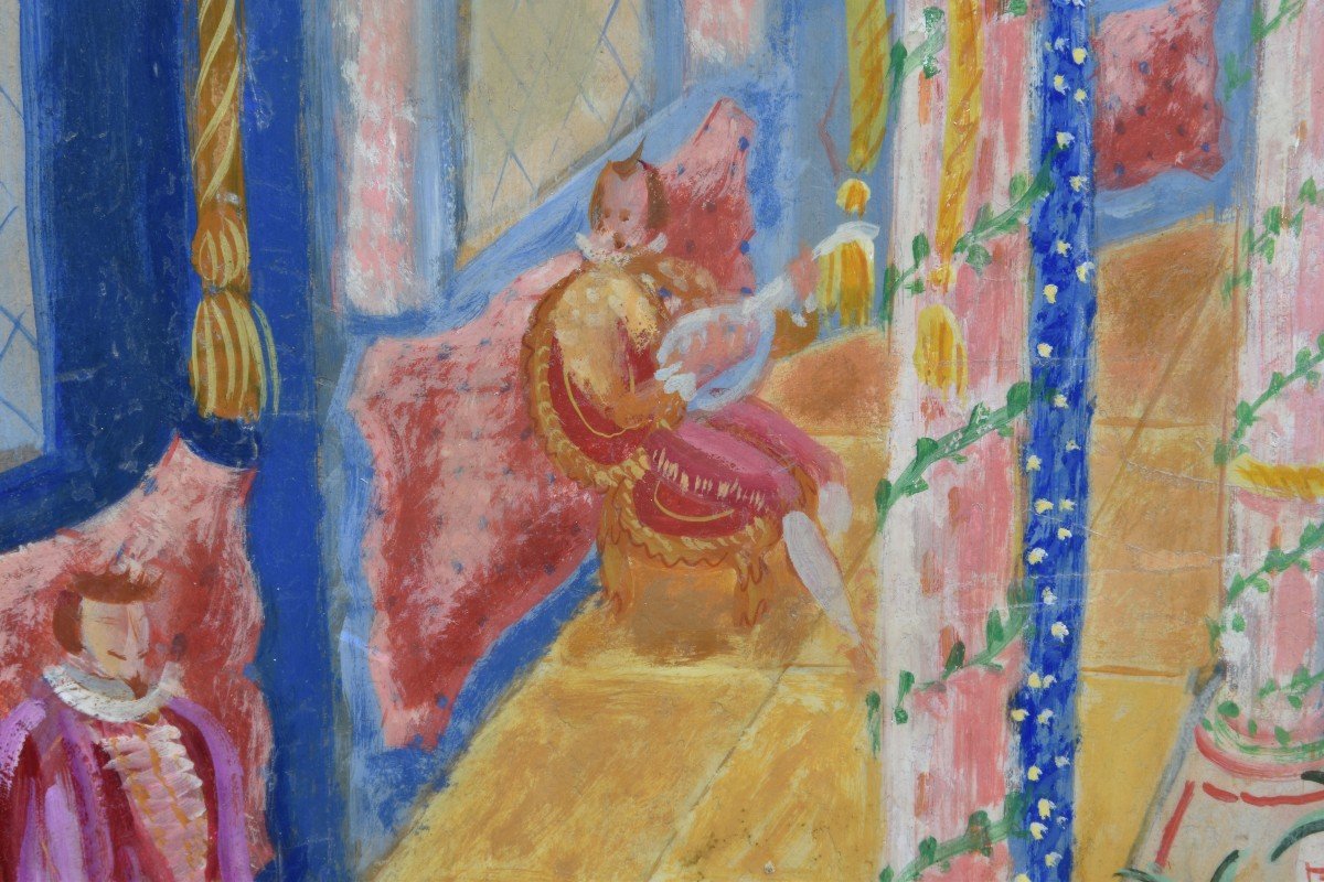 Louis Touchagues "peau d'Ane, The Palace" Oil On Cardboard 54x65-photo-3